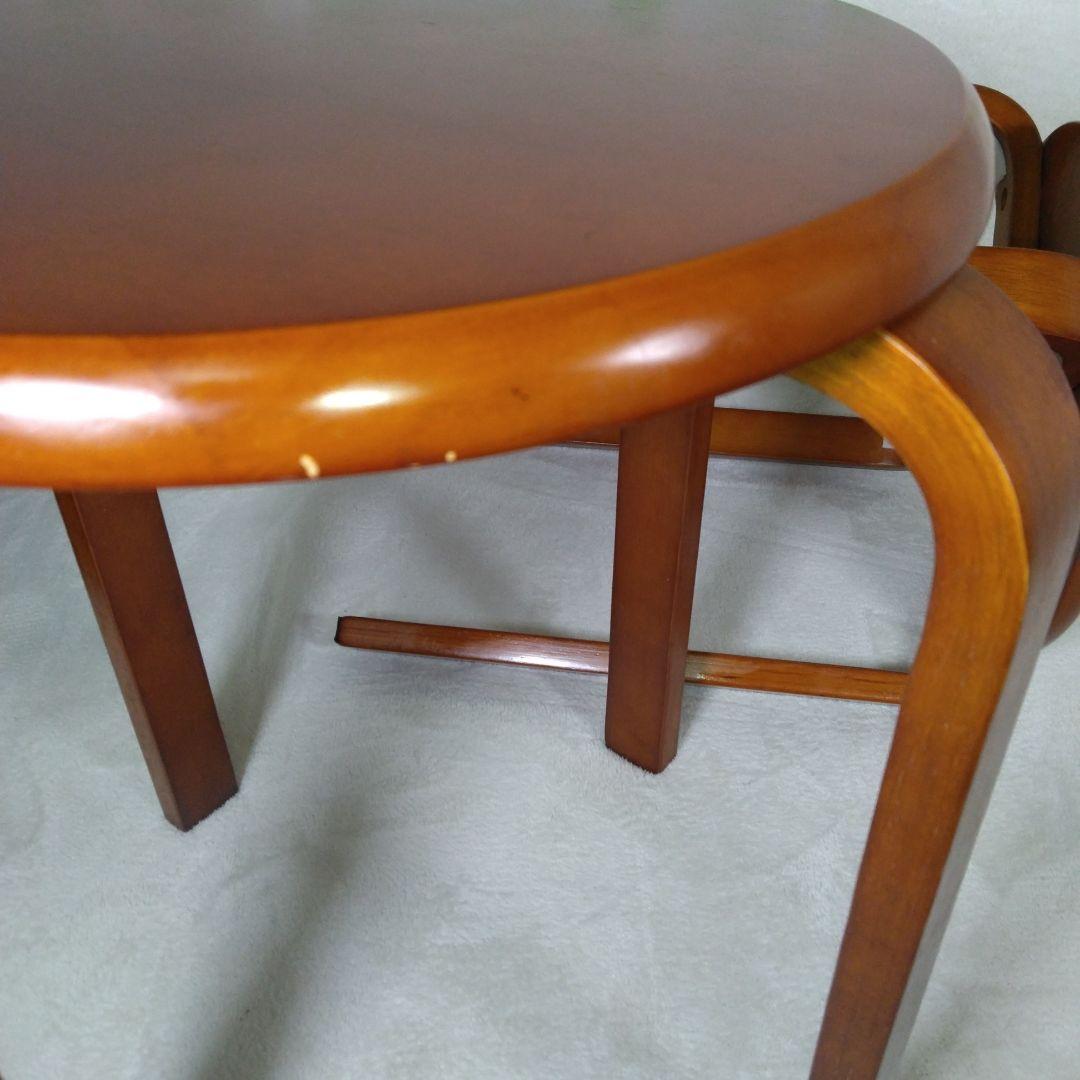 八幡産業 天然木製スツール 直径400mm 高さ440mm 2脚 セット