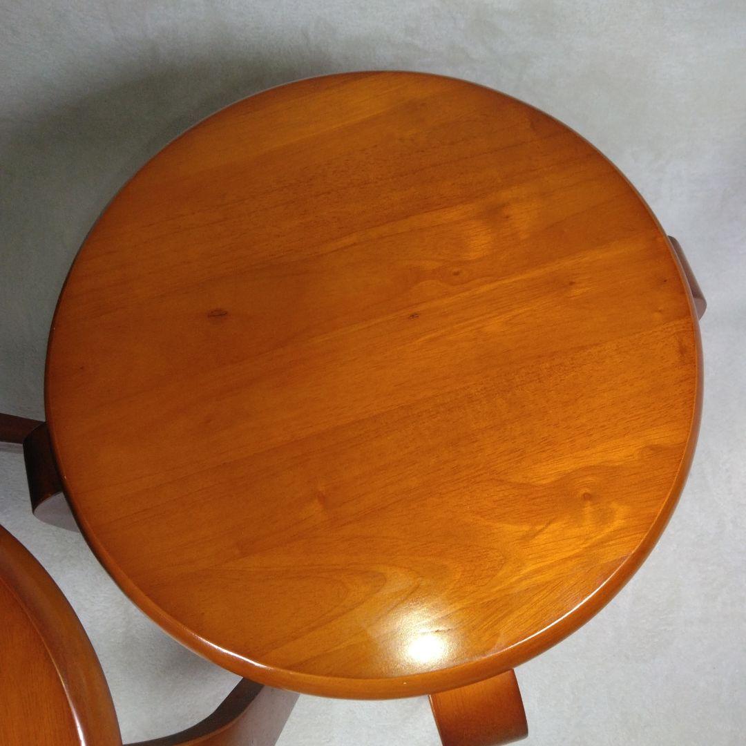 八幡産業 天然木製スツール 直径400mm 高さ440mm 2脚 セット