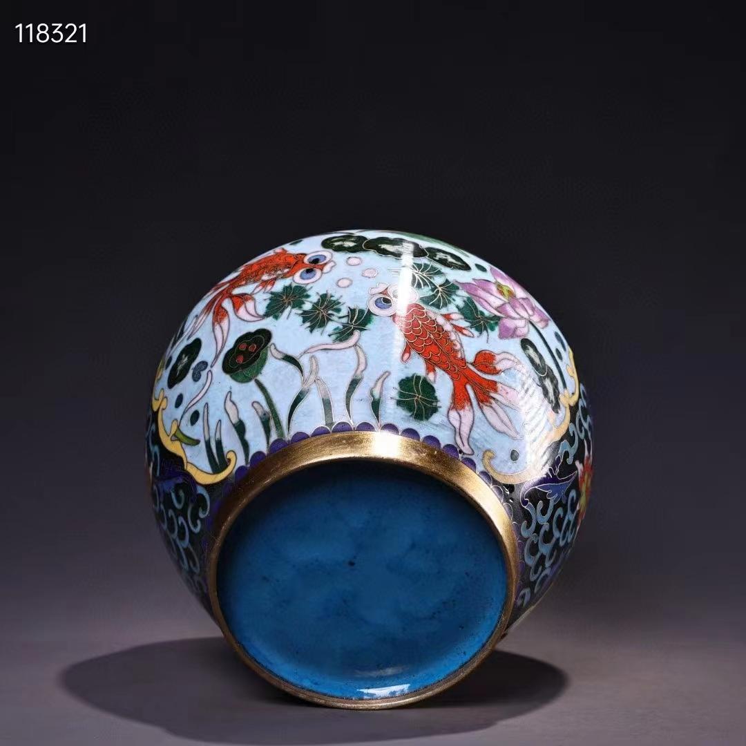 中国古美術・純銅ボディ・鎏金・掐絲・琺瑯彩・景泰藍・魚缶・文房具・賞物 ・置物