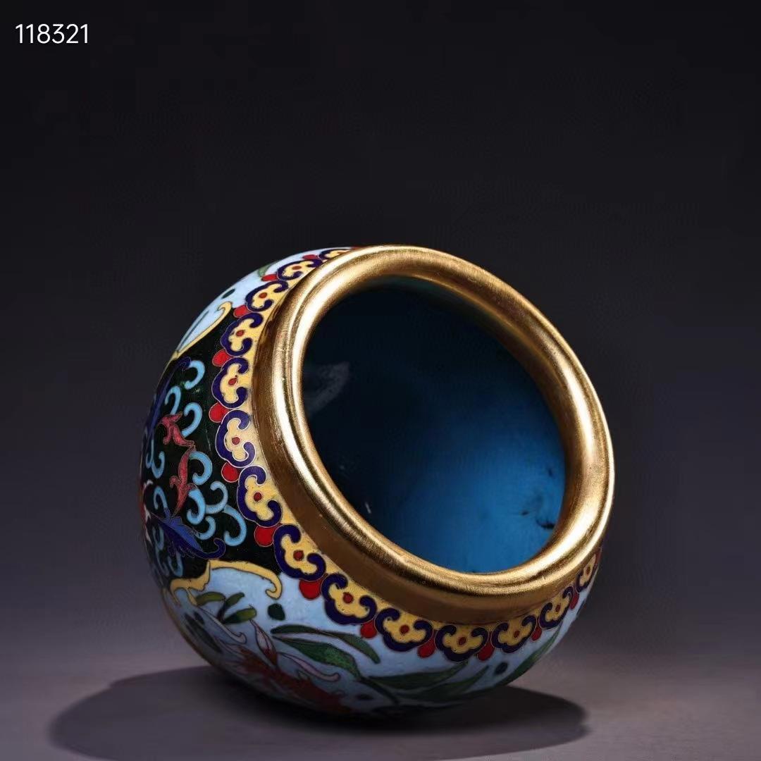 中国古美術・純銅ボディ・鎏金・掐絲・琺瑯彩・景泰藍・魚缶・文房具・賞物 ・置物