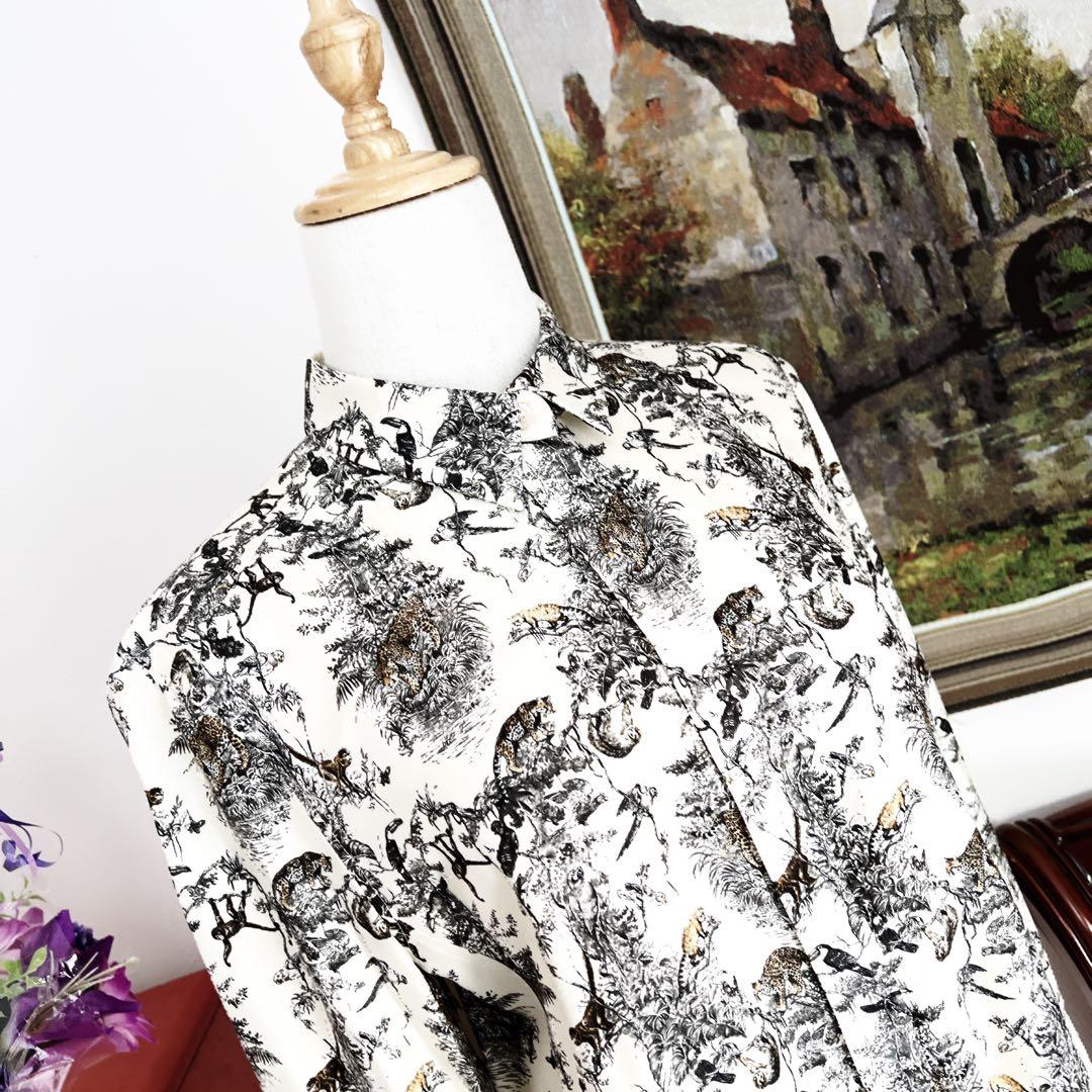 未使用　HERMES エルメス　アニマル　シルク　シャツ　ジャケット