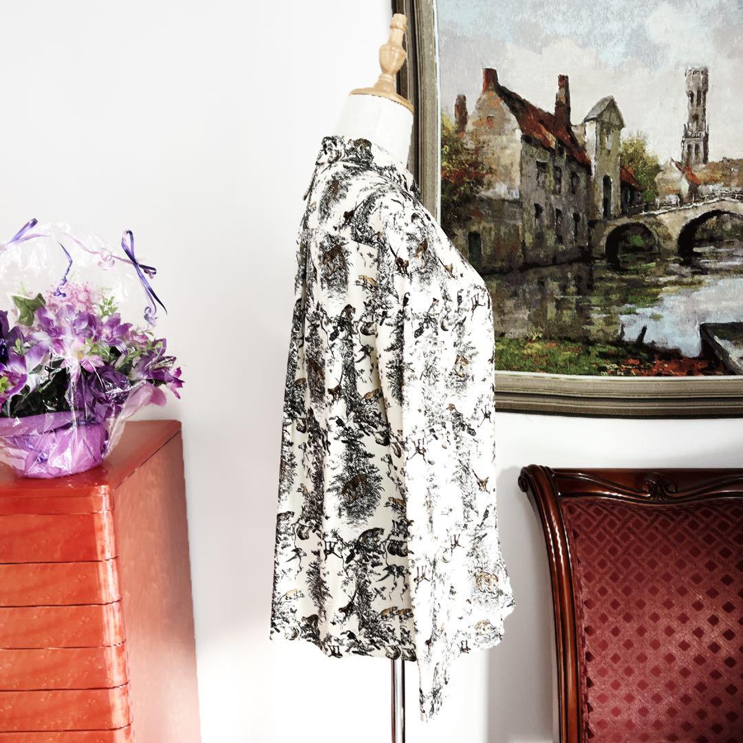 未使用　HERMES エルメス　アニマル　シルク　シャツ　ジャケット