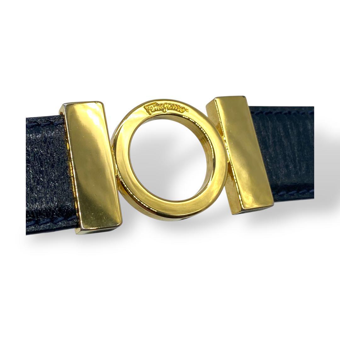 フェラガモ　ガンチーニ　ゴールド金具　ベルト　黒