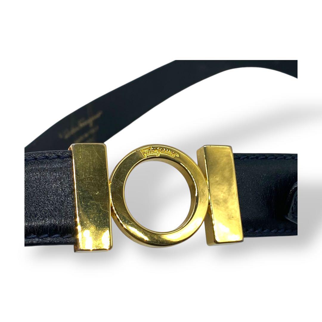 フェラガモ　ガンチーニ　ゴールド金具　ベルト　黒