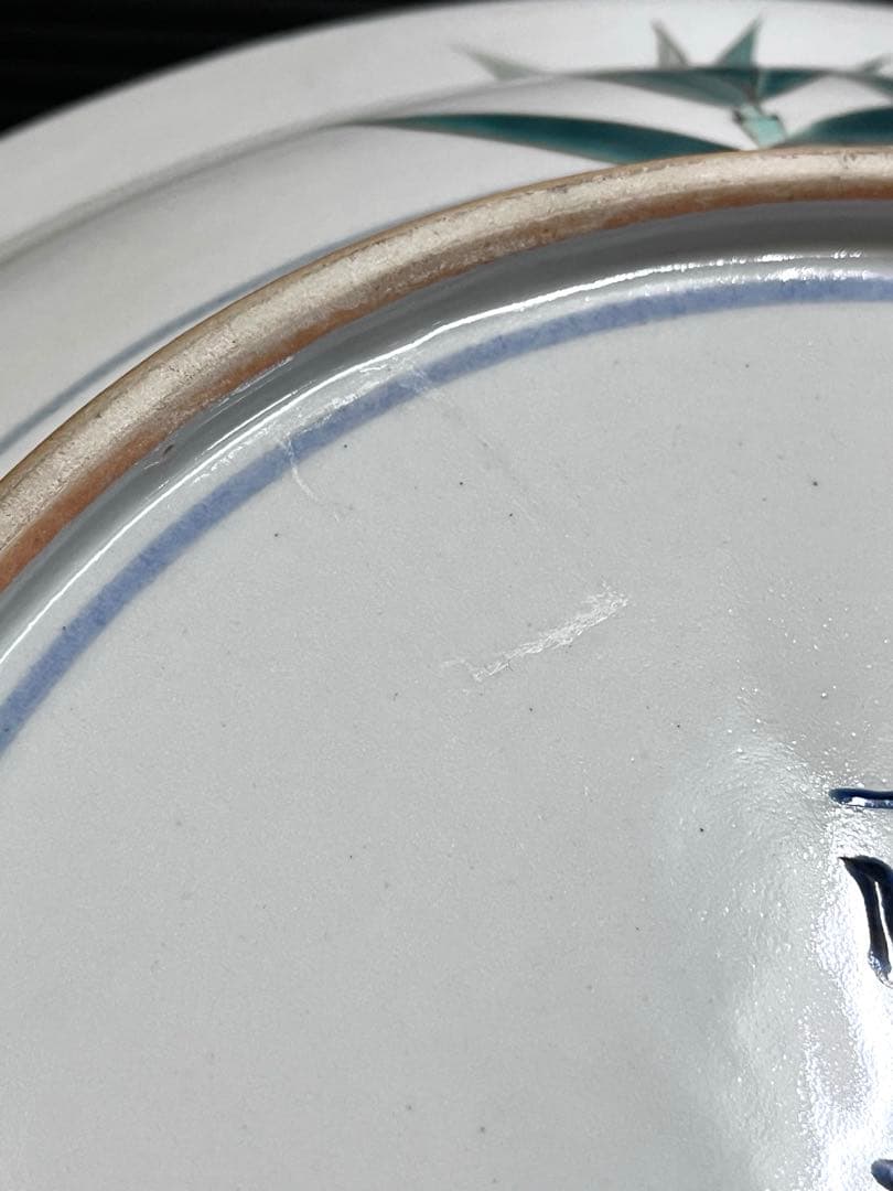 E705 藤村正美　白鷺　九谷焼　絵皿　飾皿　共箱付