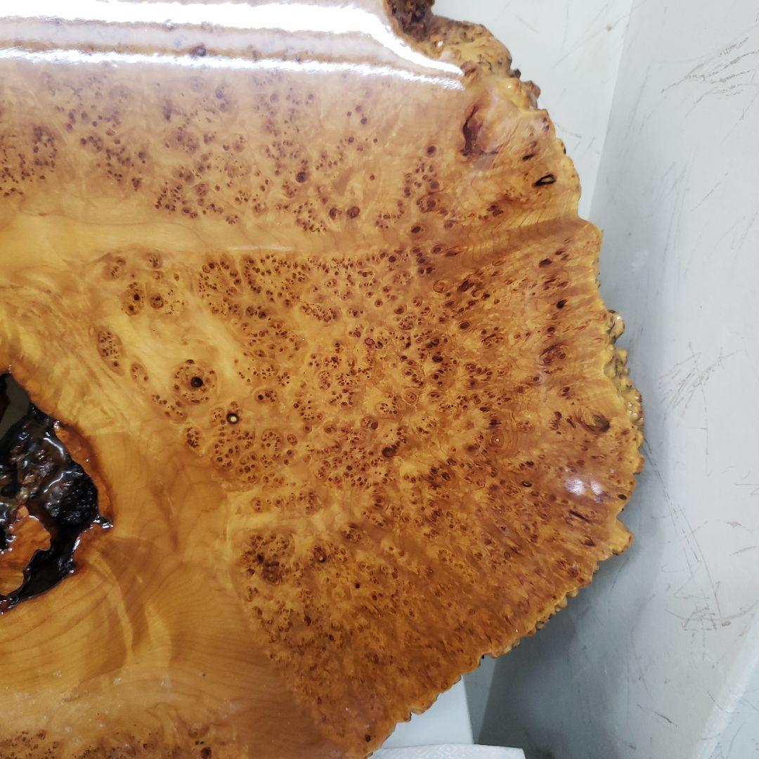 蔵出し特価花梨こぶ玉杢花台　木製円形テーブル ５８×４２×５cm