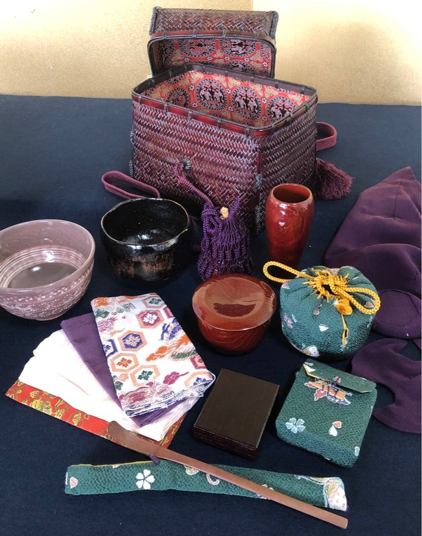 《R》茶道具 御所籠 お茶道具7点 仕覆 古帛紗 元箱　260212け2