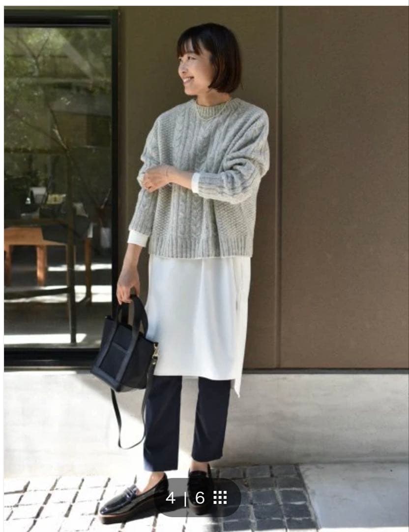 OUR ハリ感素材のチュニック丈プルオーバー