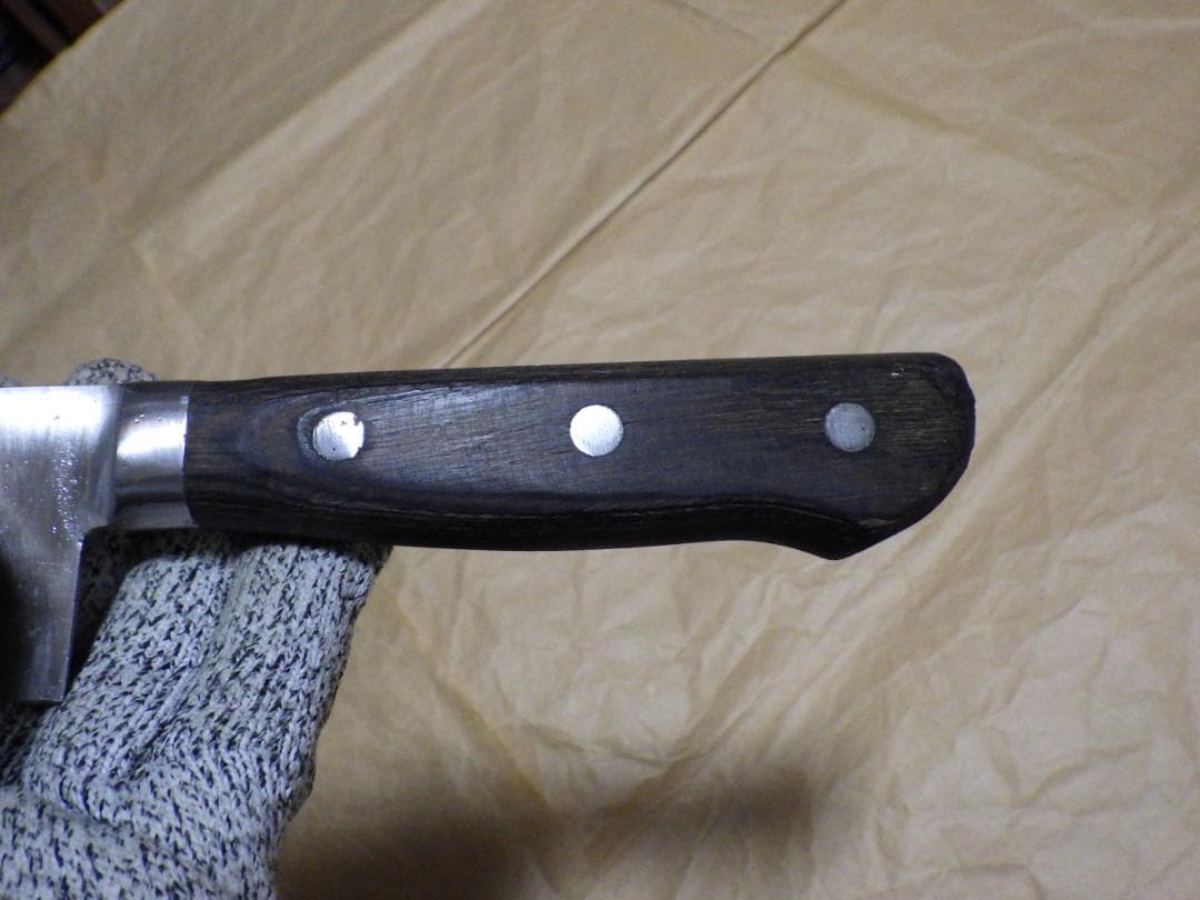 INOX鋼★正金・牛刀ナイフ包丁★昭和ビンテージ★手研ぎ済み★