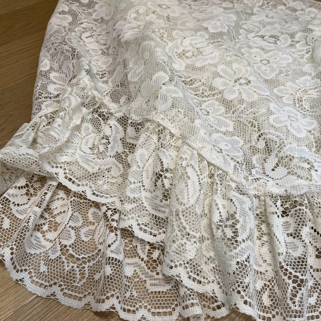 英国購入　円卓　テーブルクロス　フリル　レース　英国　豪華