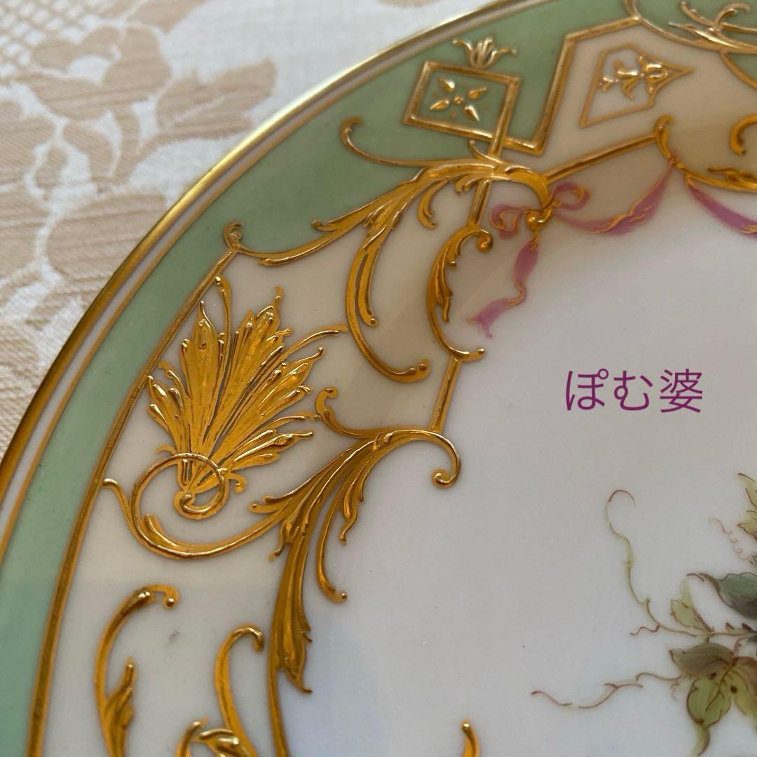 ★【ドレスデン】金彩 金盛 金張／上金彩皿 プレート ２枚「果物と金彩の皿」