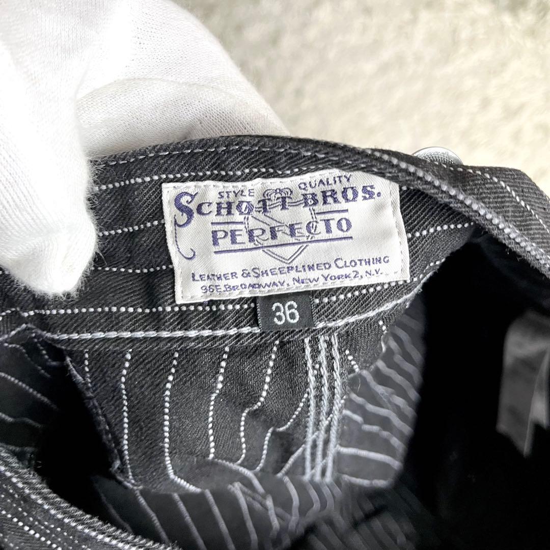 ✨極美品/36インチ✨ショット ヒッコリー デニムパンツ ストライプ ブラック