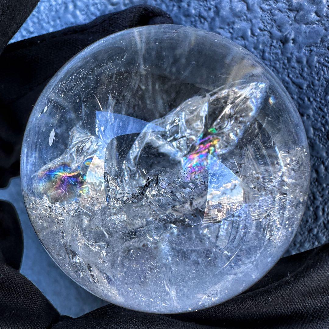 ヒマラヤ水晶☆ガーデンクォーツ共生 丸玉レインボー☆天然石☆パワー浄化A1310