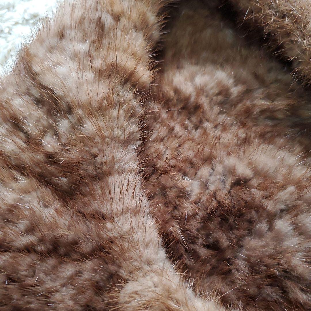 サンフラワー ミンクファー ネックウォーマー スヌード ブラウン