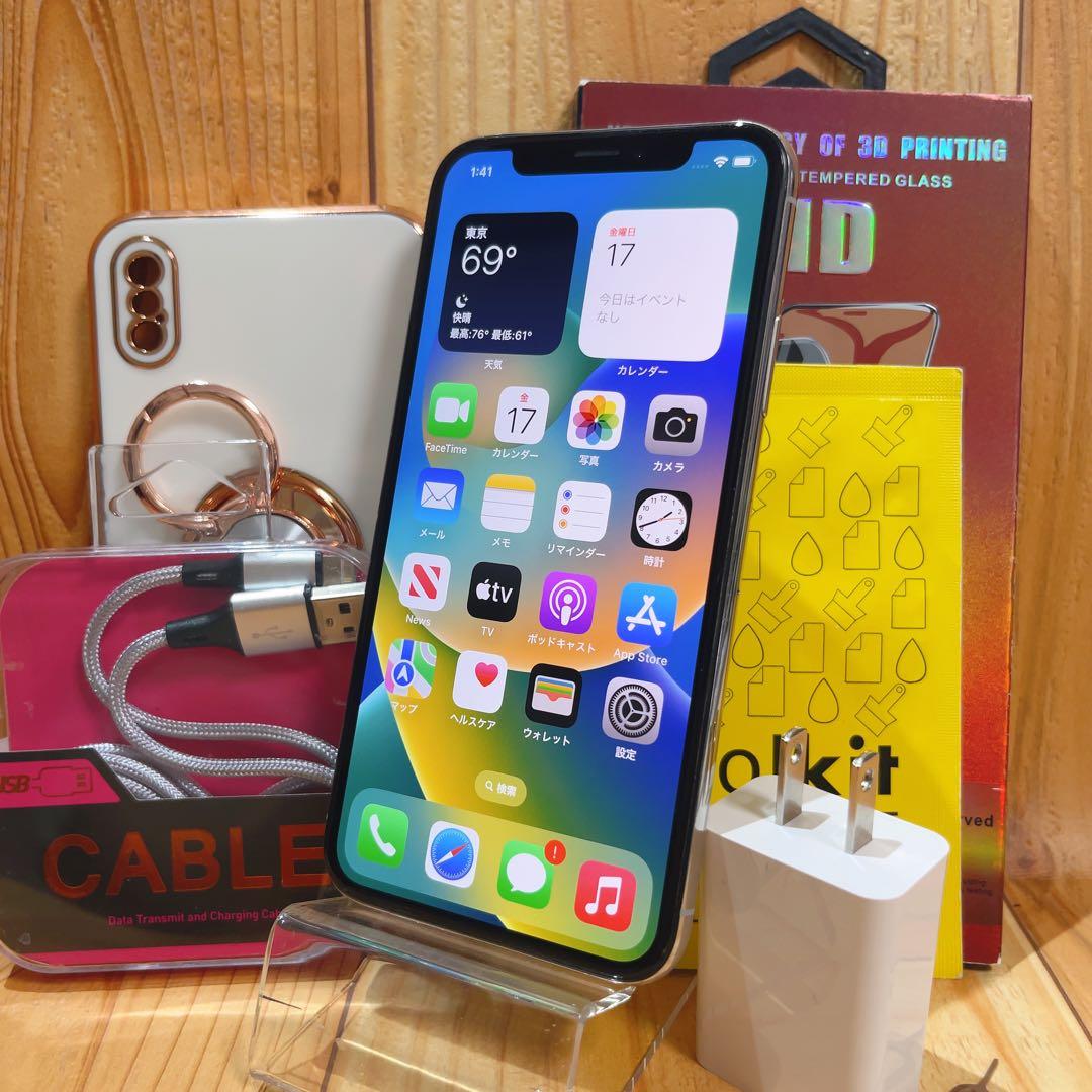 SIMフリー 本体 iPhone X 64 GB シルバー 525 電池新品