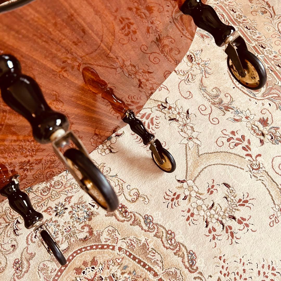 イタリア製象嵌キッチンワゴン　タッセル1本　アンティーク輸入家具　サイドテーブル