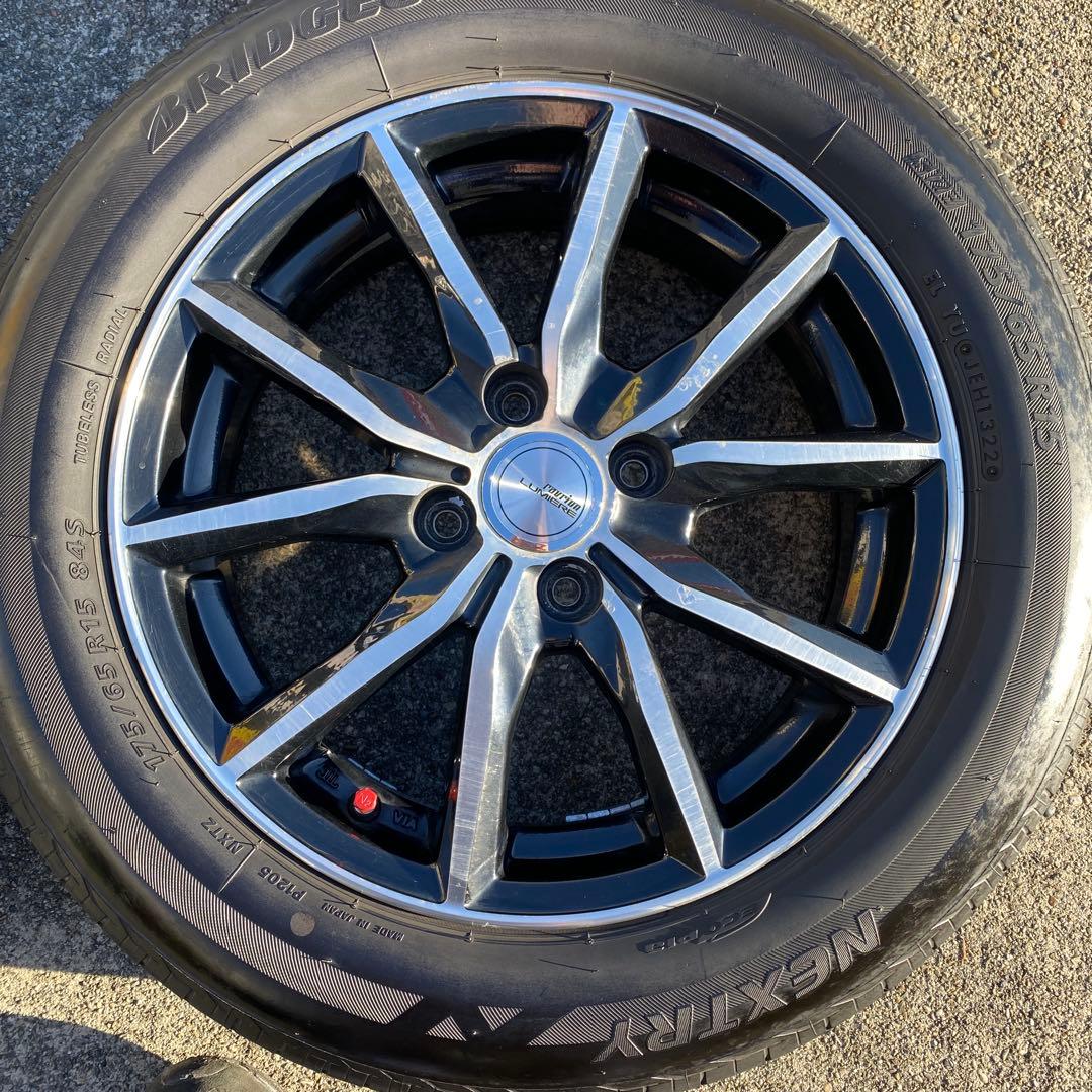 ◇中古溝有り175/65R15+プラポリホイールセット、アクア、スイフト