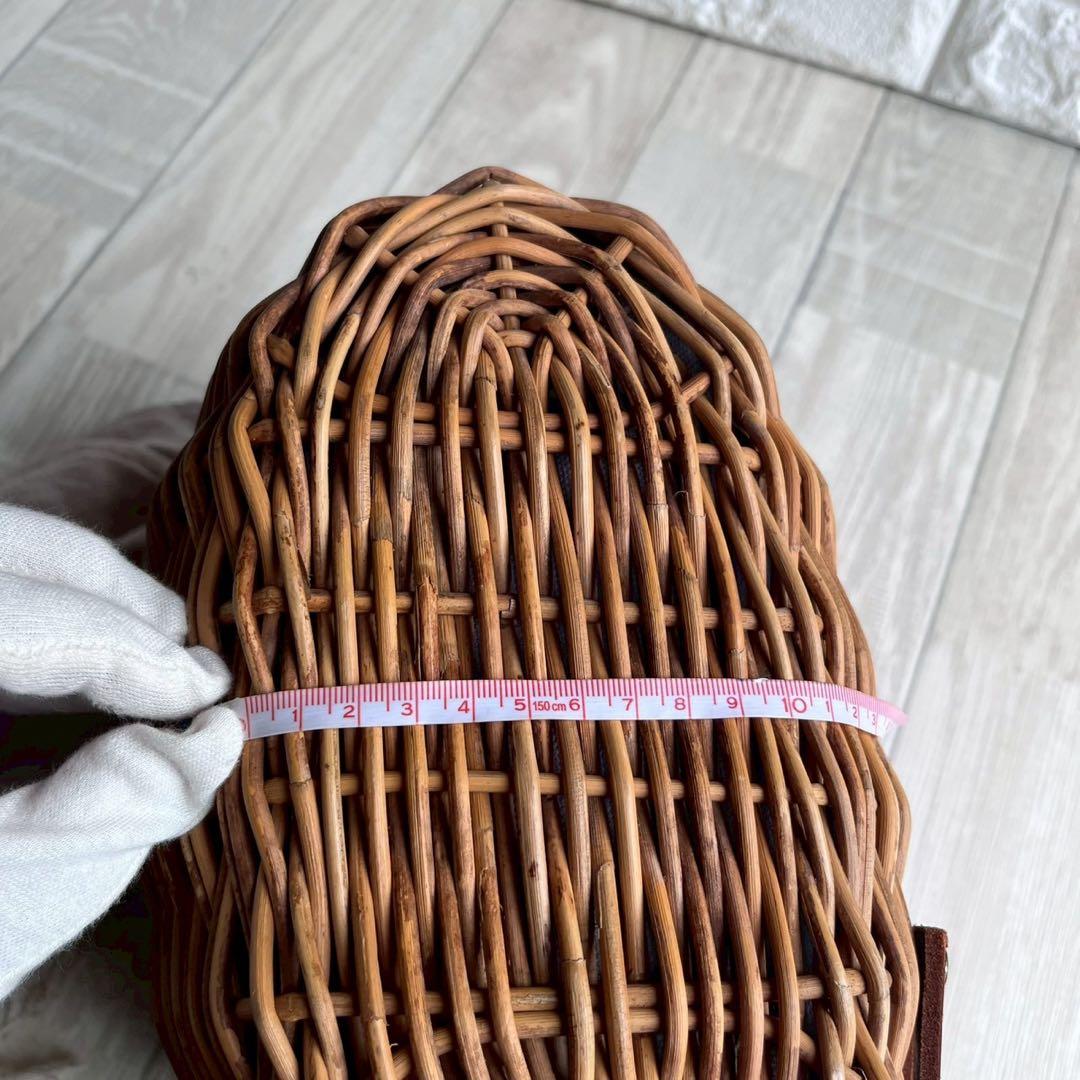 【美品】ebagos エバゴス カゴバッグ 本革×紅藤 被せ付