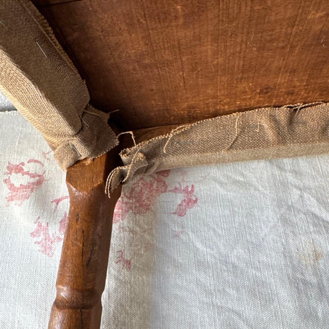 【お値下げ】アンティーク布張りスツール　アンティークスツール　古道具　フランス