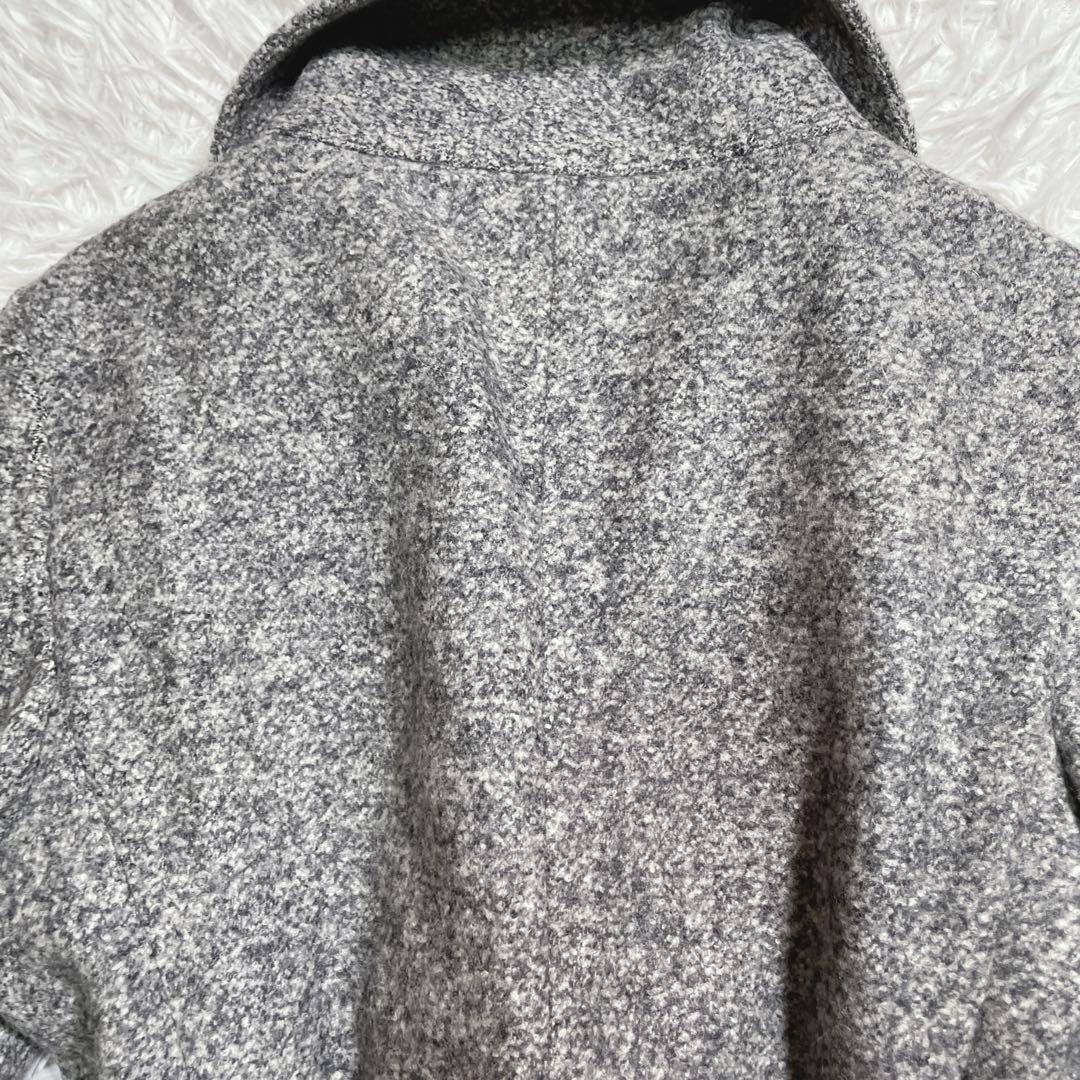 マックスマーラ　白タグ　ショートコート　ベルト　アルパカ　シルク混　グレー　M