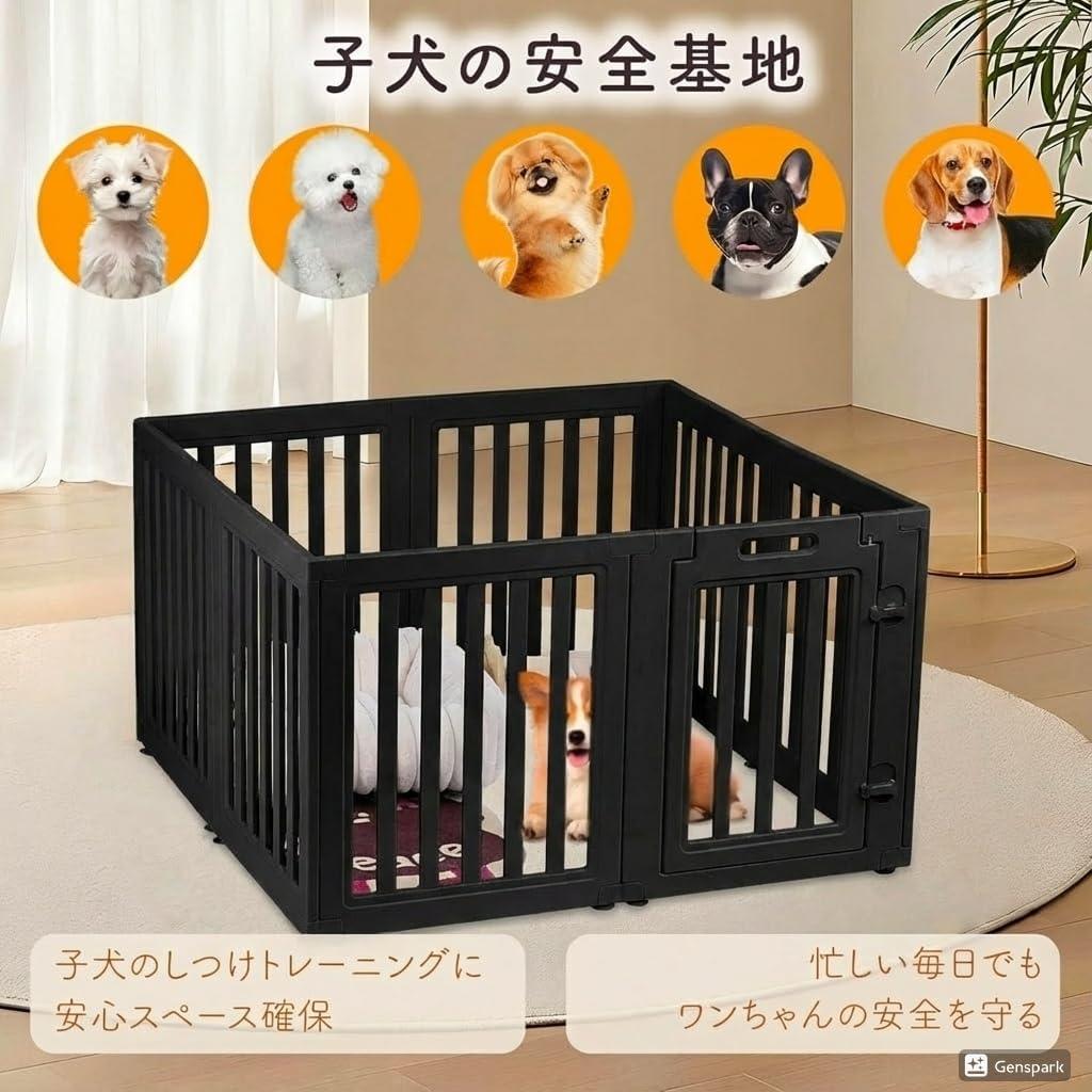 ペットサークル ペットケージ 組立工具不要ブラック 6枚セット H60cm
