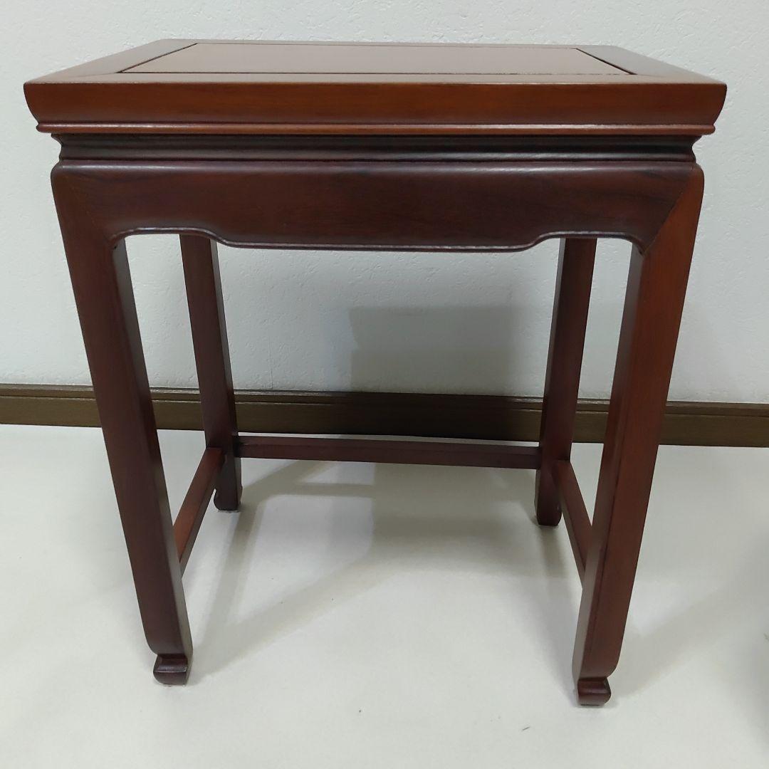 中国家具 唐木 ネストテーブル 2段 花梨 2連 天然木 送料無料