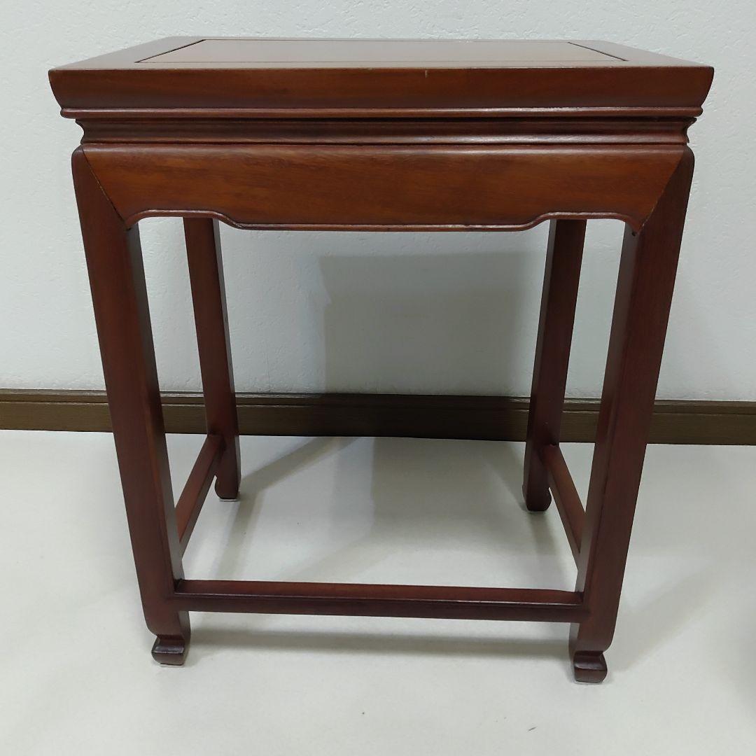 中国家具 唐木 ネストテーブル 2段 花梨 2連 天然木 送料無料