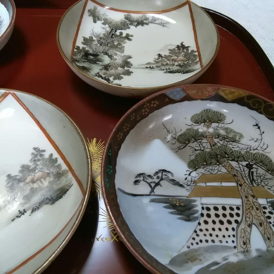 九谷焼　骨董品　小皿　5客