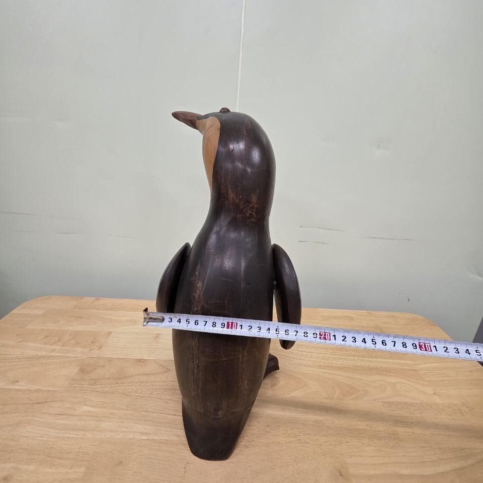 木製 ペンギンの彫刻 高さ約42cm 置物 インテリア アンティーク 昭和レトロ