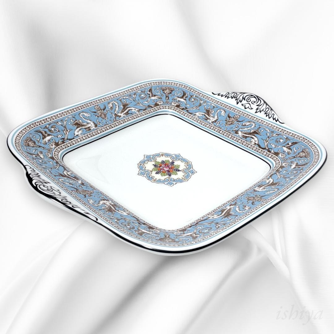 【美品・２点】 フロレンティーン ターコイズ スクエアプレート