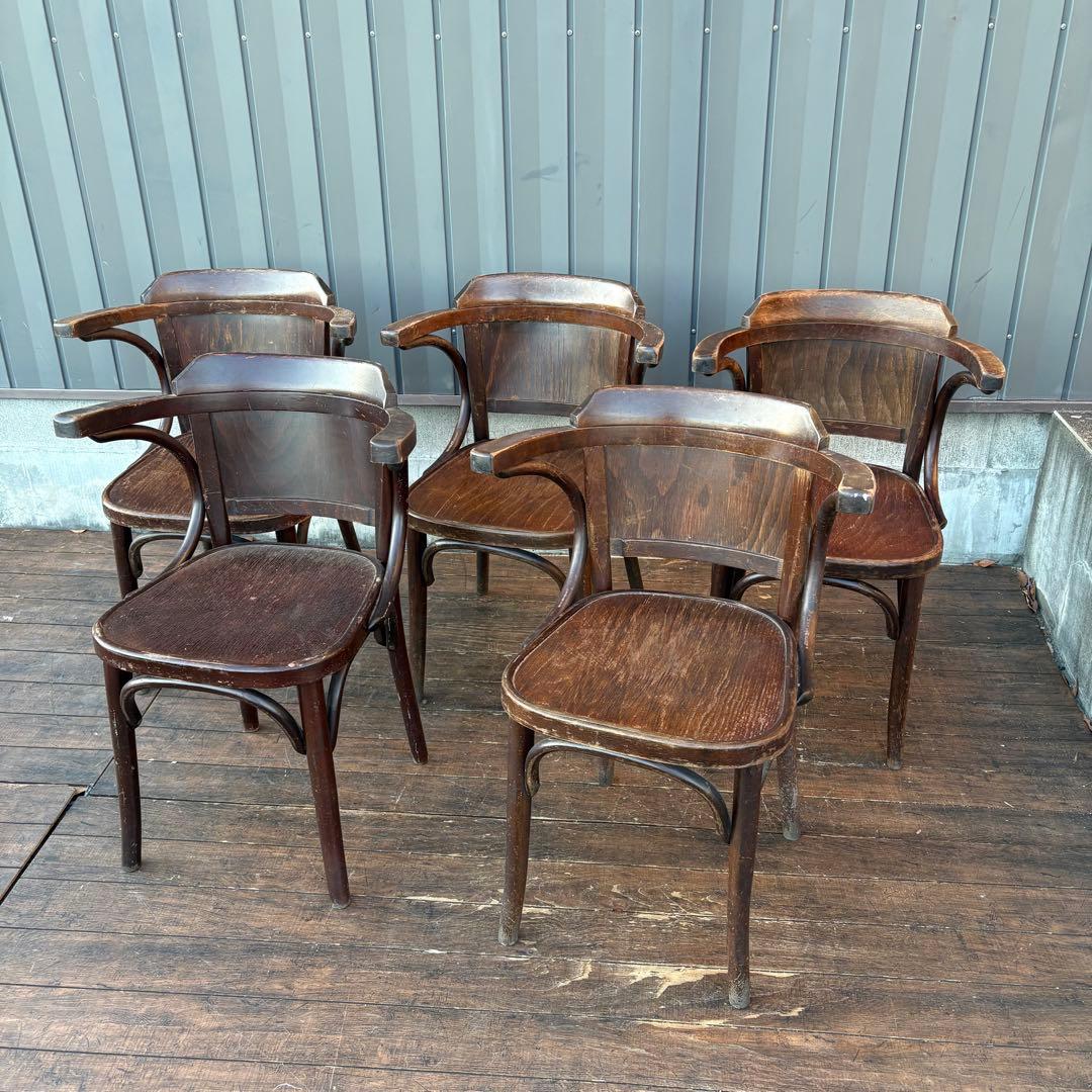 ②ルーマニア製 ヴィンテージ ベントウッドチェア アームチェア 曲木椅子 カフェ