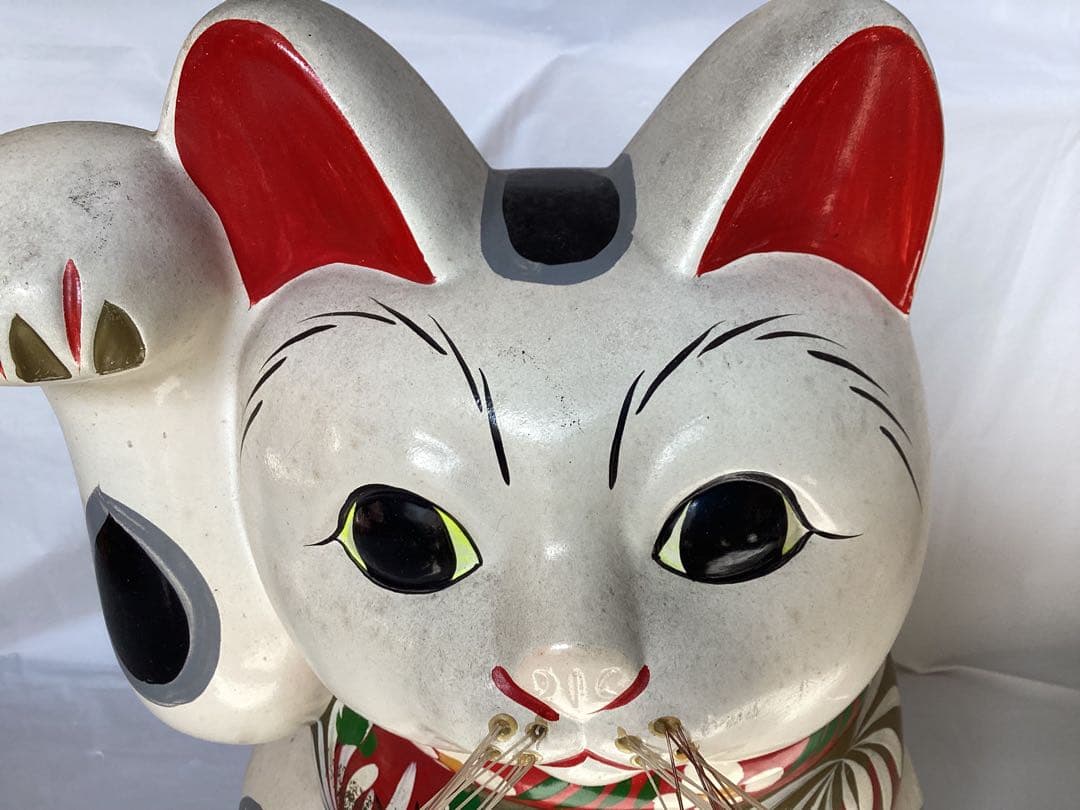 特大　招き猫 縁起物　貯金箱　陶器製 インテリア　置物　高さ約35cm 金運