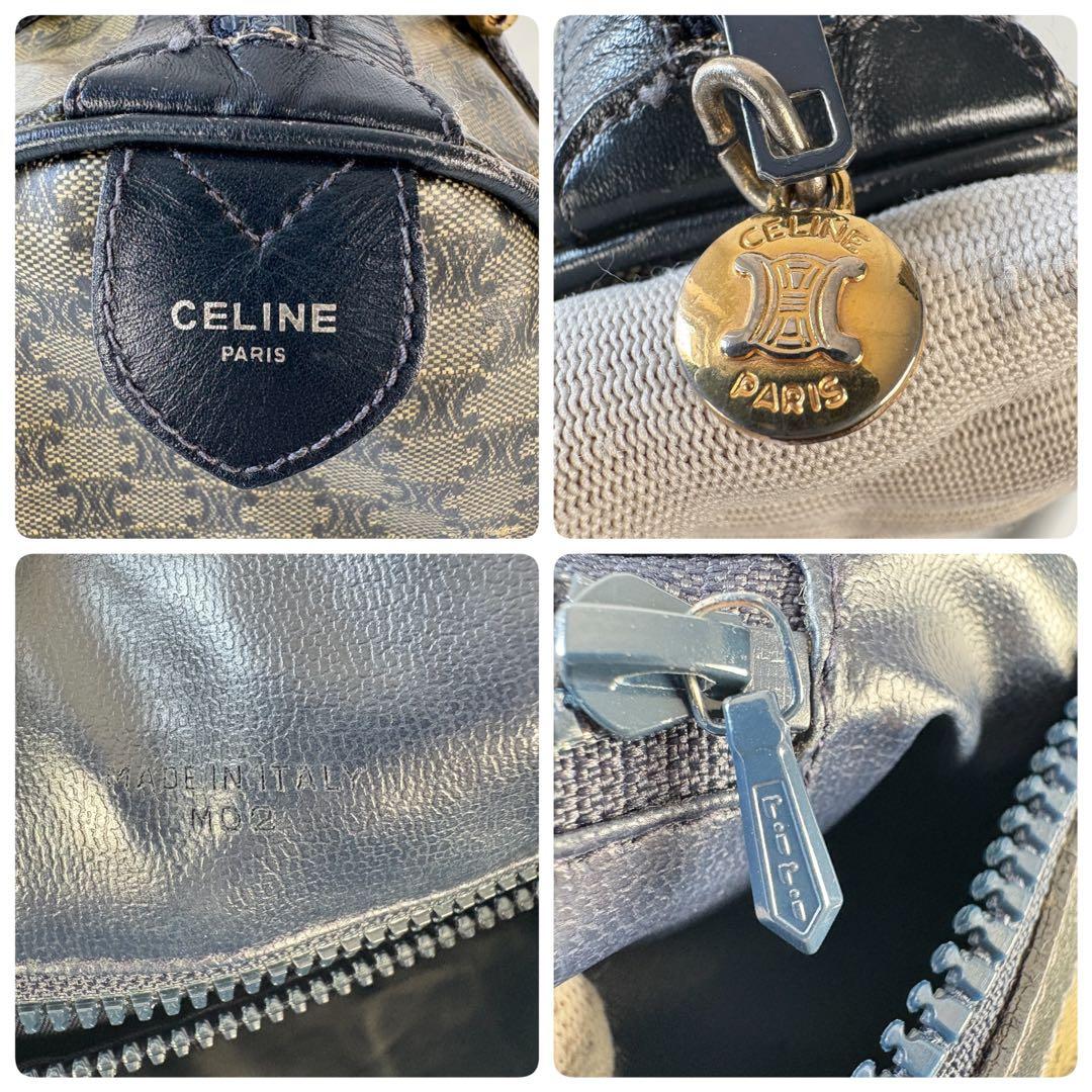 CELINE PVC レザー ボストンバッグ マカダム トリオンフ 黒