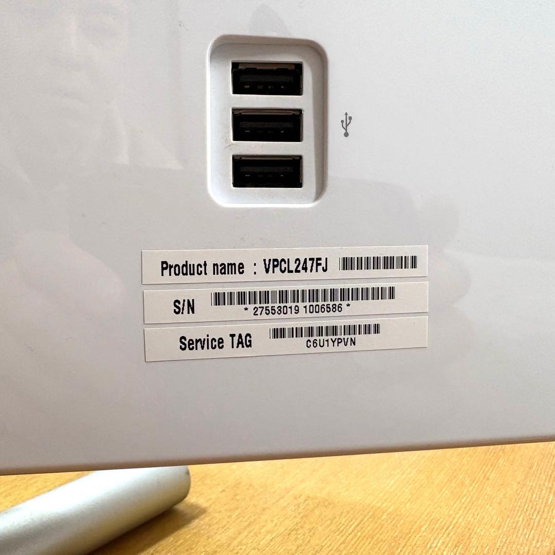 中古　VAIO オールインワンPC ホワイト　VPCL247FJ/WI