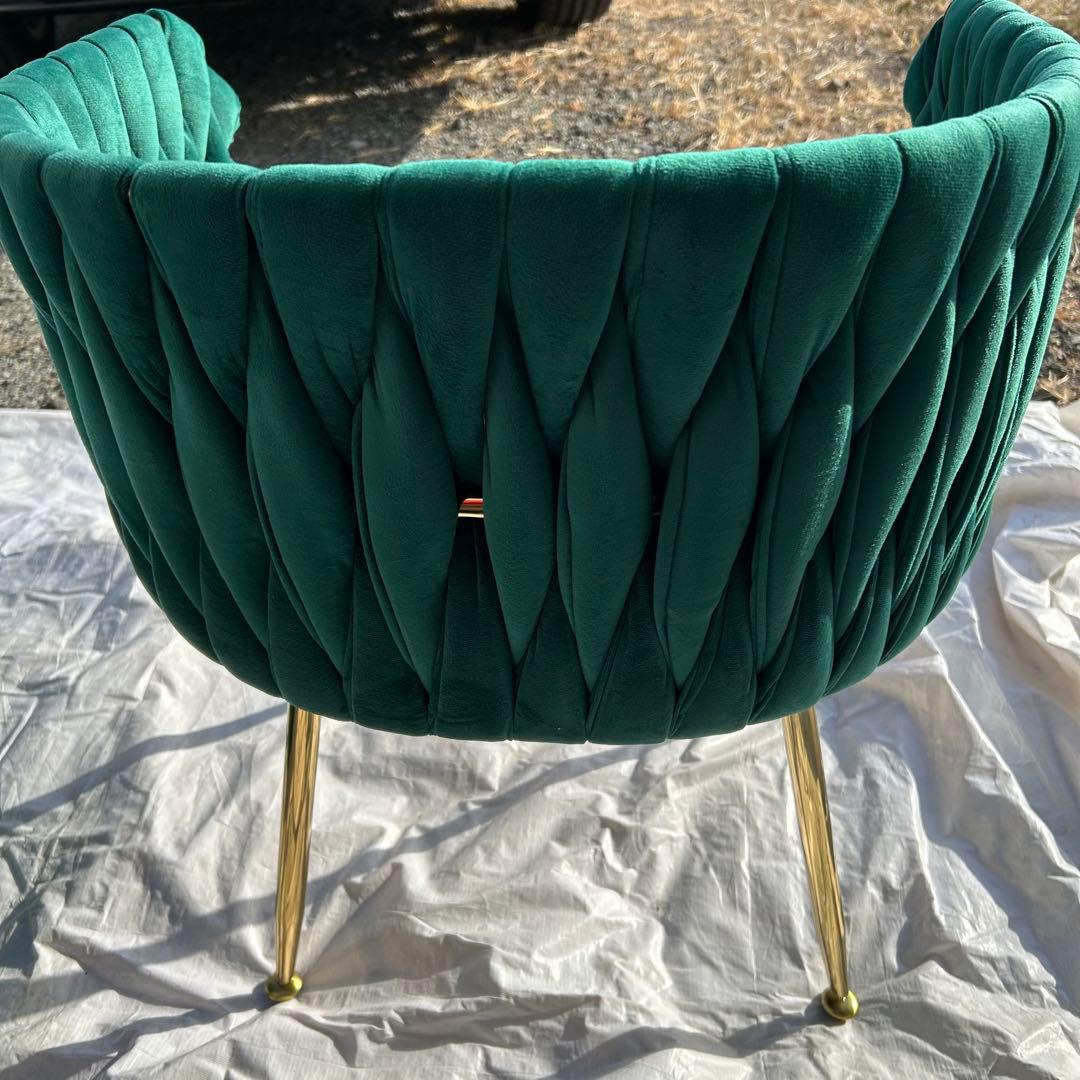 チェアのみ　ダークグリーン ベルベット 1人掛けソファ　オットマン
