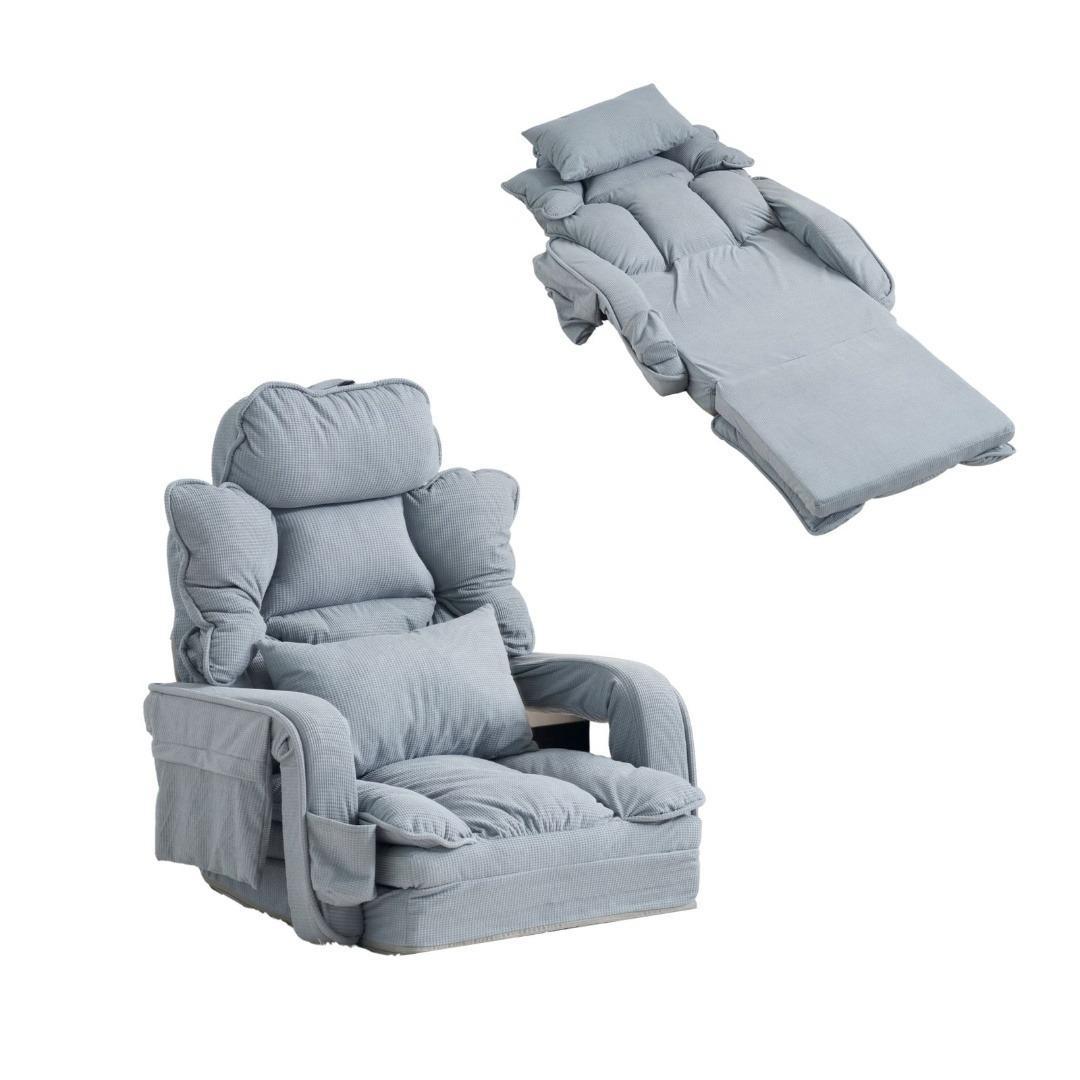 座椅子 ソファー 1人掛け ソファーベッド 2way 42段調整可 枕付き