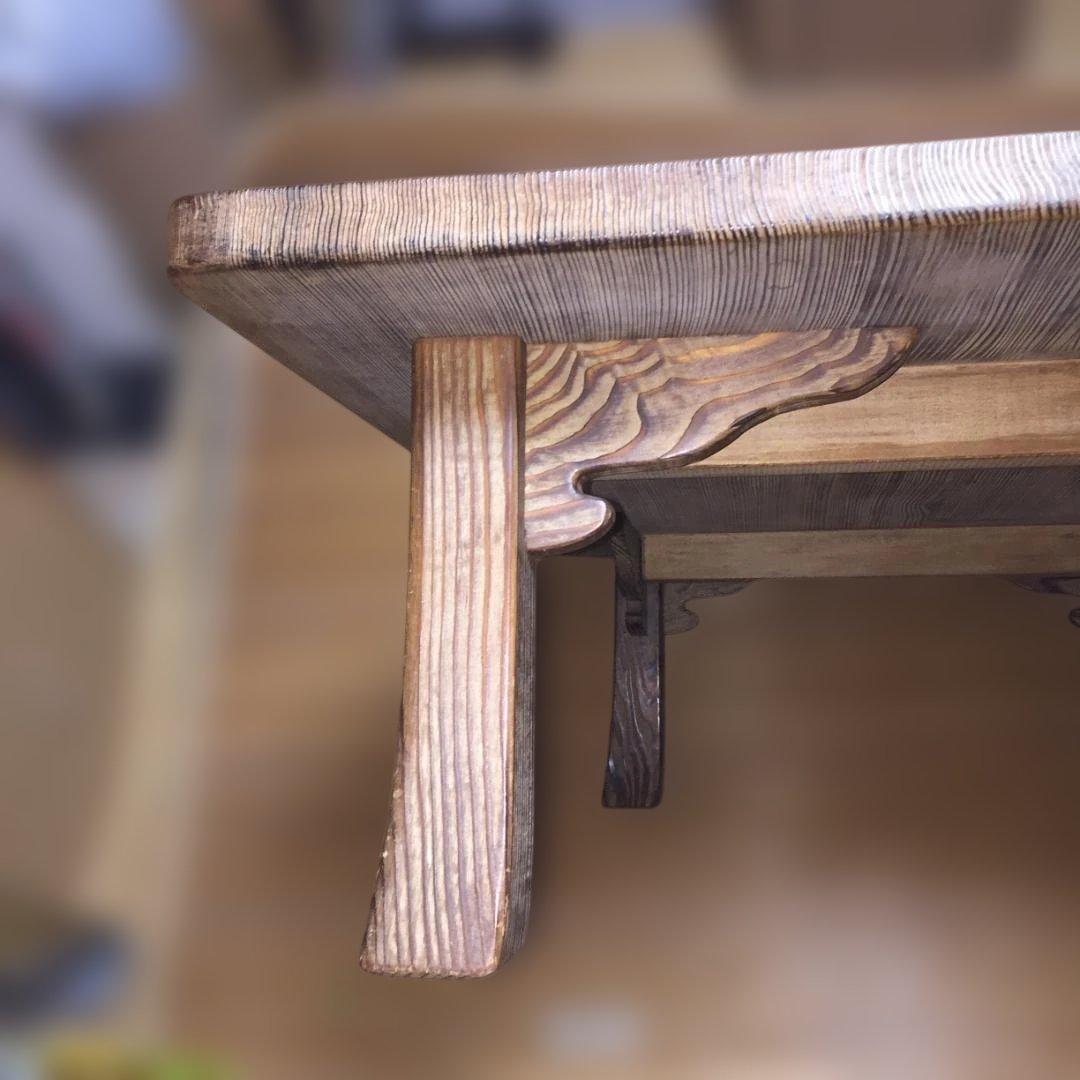 アンティーク木製座卓テーブル 約106×72.5×32 厚み3.3　引取値引可