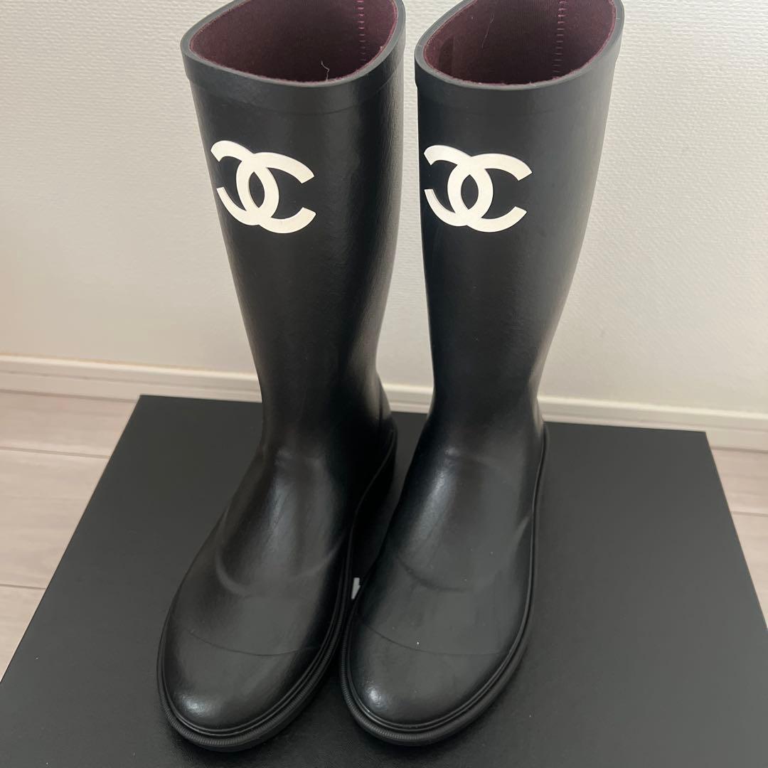 新品未使用 シャネル レインブーツ 37 CHANEL 長靴 ジェニ シューズ