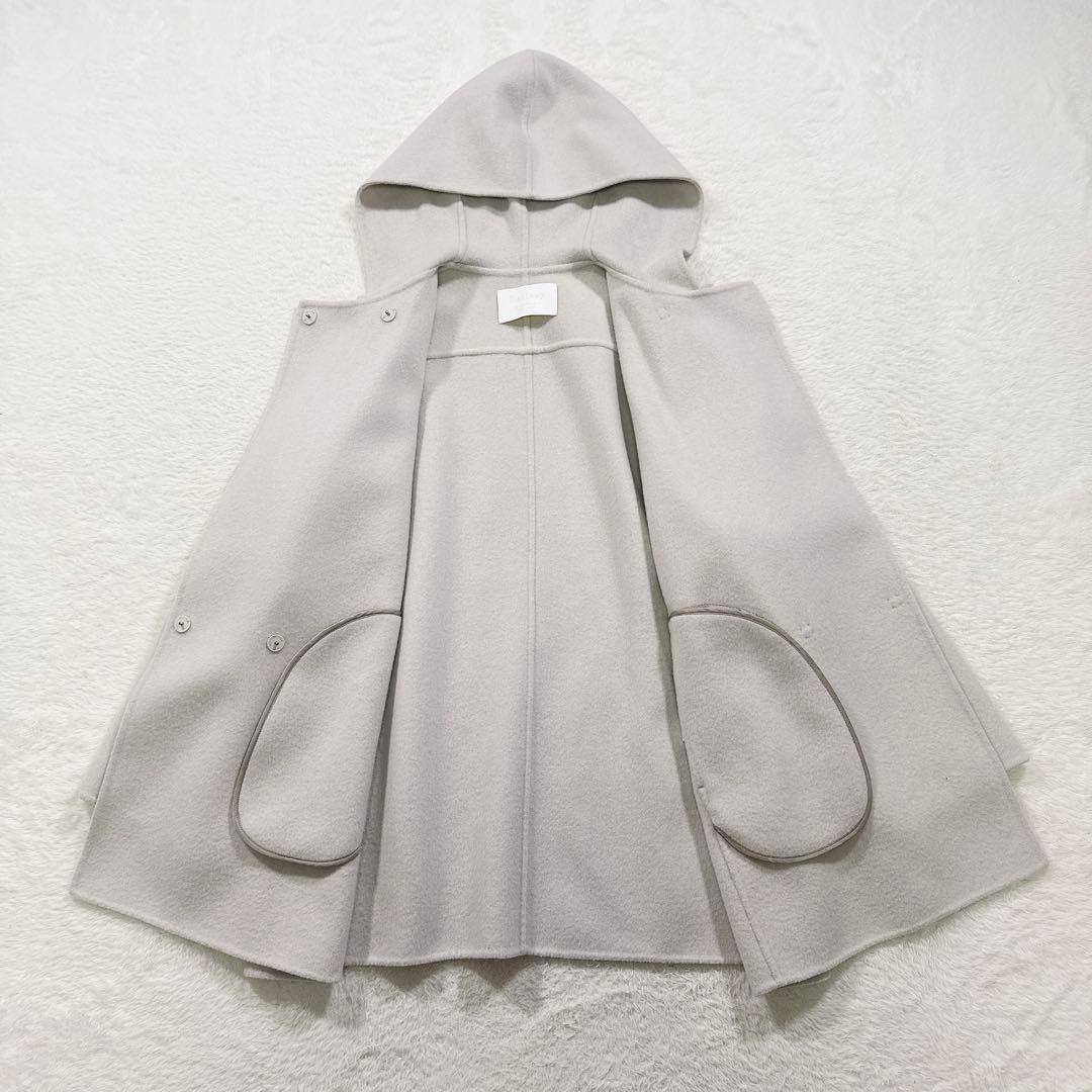 【美品】ボールジィ　プレミアムウールリバー フーデッドショートコート　薄ベージュ