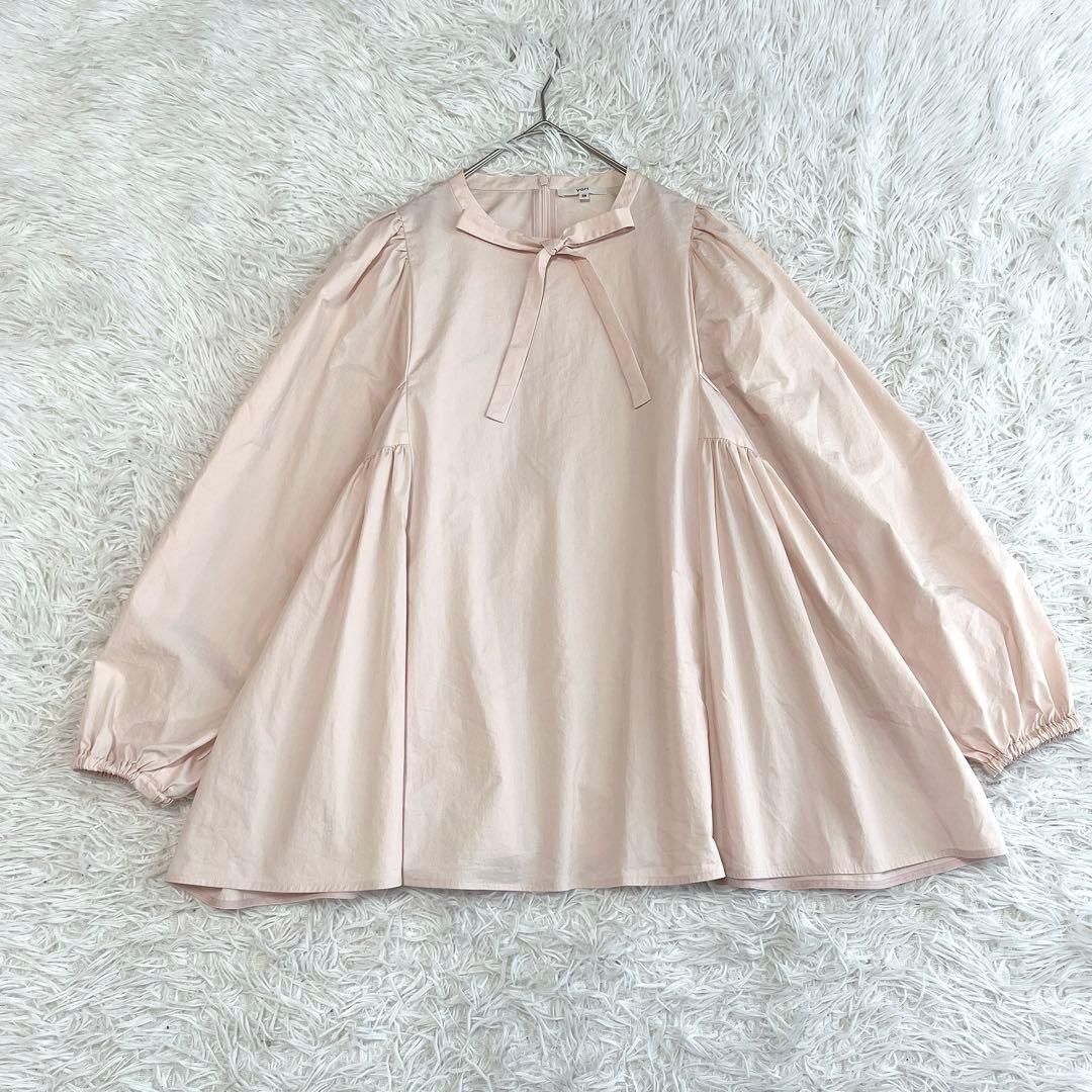 yori サイドギャザーブラウス リボンタイ ボウタイ パフスリーブ セレモニー