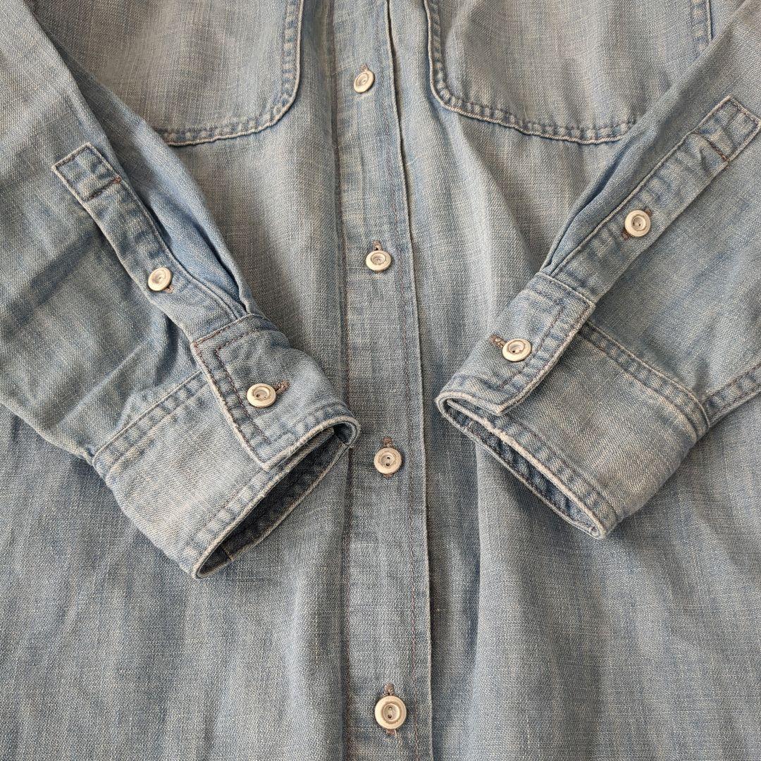 ヘルシーデニム Breezy Almond デニムシャツ ゆったり ライトブルー