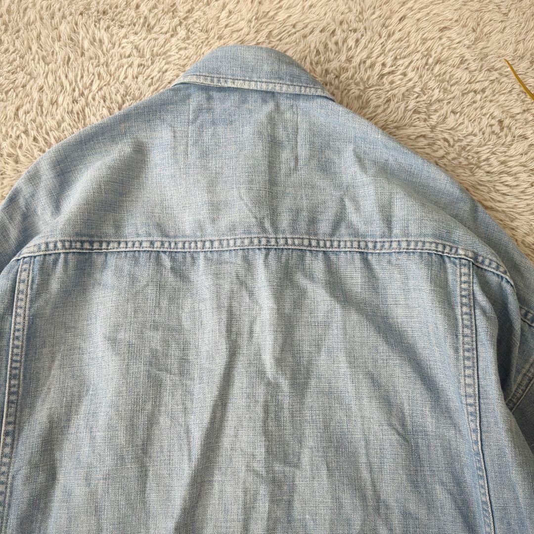 ヘルシーデニム Breezy Almond デニムシャツ ゆったり ライトブルー