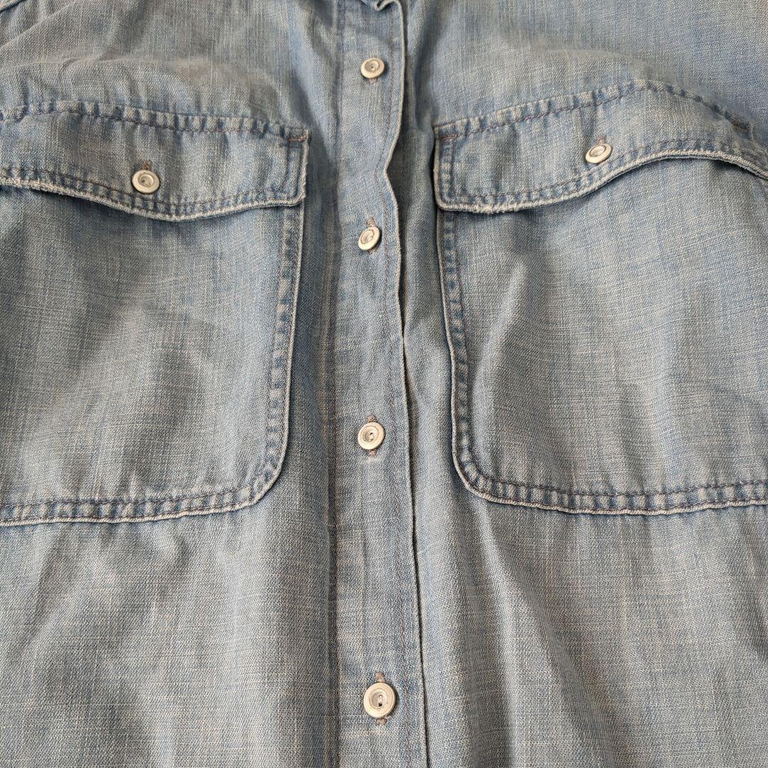 ヘルシーデニム Breezy Almond デニムシャツ ゆったり ライトブルー