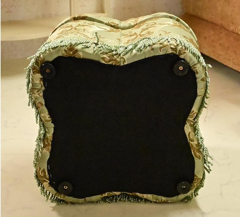 値下げ！ ゴージャスな　ロココ調　ファブリック　スツール　A04:　グリーン