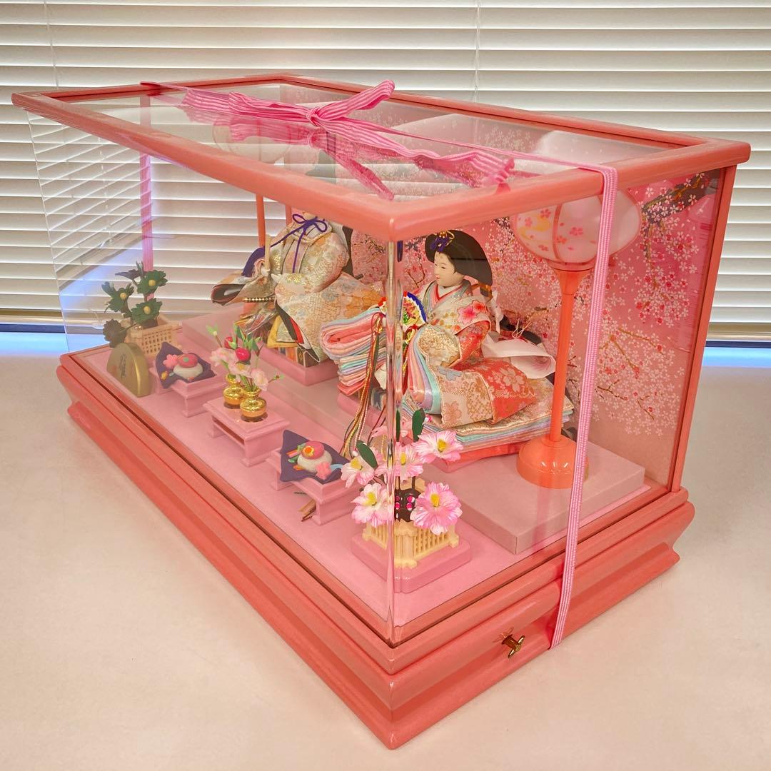 アクリルケース かわいい 雛人形 ピンク フォトフレーム付き