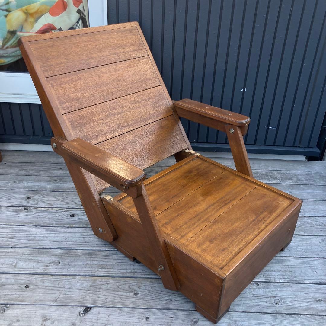北欧レトロ カントリー 木製アームチェア リクライニングベンチ 一人掛けソファー