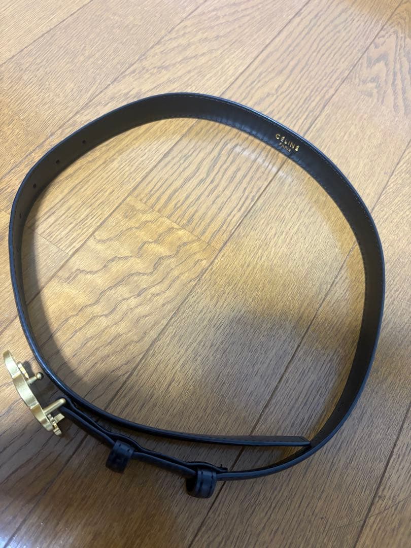 CELINE ブラックレザーベルト90サイズ ゴールドバックル