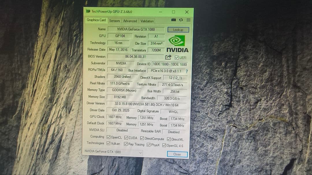PALIT GTX 1080 JETSTREAM 8G 動作確認済み
