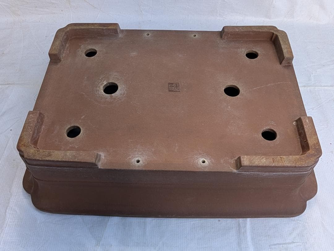 【周宝山】大型盆栽鉢 長方形 外寸59×45.5×高さ13cm ヒビあり