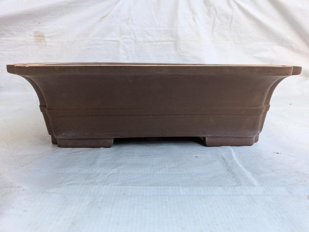 【周宝山】大型盆栽鉢 長方形 外寸59×45.5×高さ13cm ヒビあり